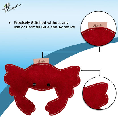 Bridles & Reins ExionPro Natural Leather Crab Dog Toy with Non Toxic Fiber Stuffing- Red Color