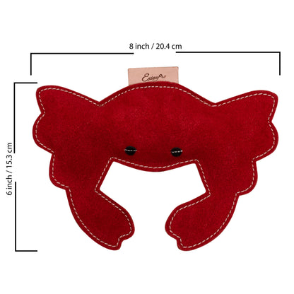 Bridles & Reins ExionPro Natural Leather Crab Dog Toy with Non Toxic Fiber Stuffing- Red Color