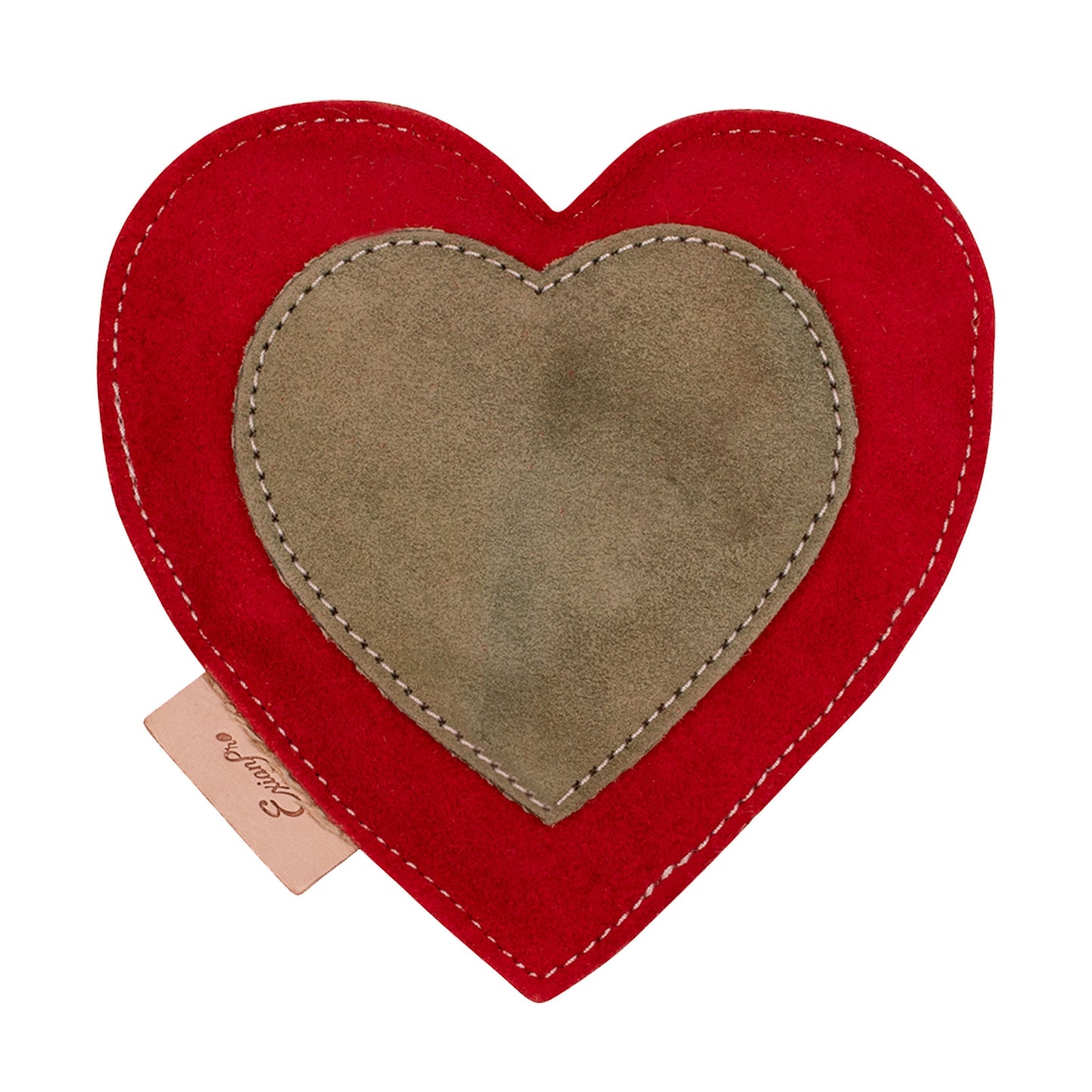 Bridles & Reins ExionPro Natural Leather Heart Dog Toy with Non Toxic Fiber Stuffing - Red Color
