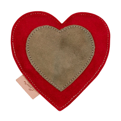 Bridles & Reins ExionPro Natural Leather Heart Dog Toy with Non Toxic Fiber Stuffing - Red Color