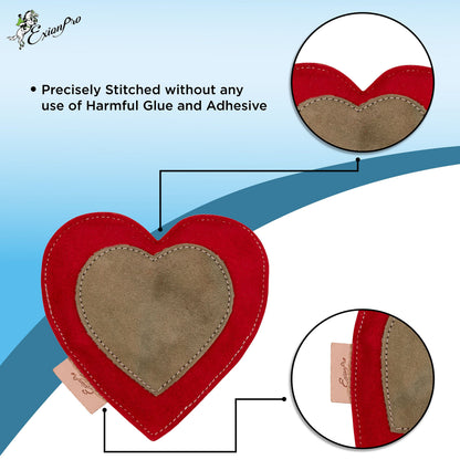 Bridles & Reins ExionPro Natural Leather Heart Dog Toy with Non Toxic Fiber Stuffing - Red Color