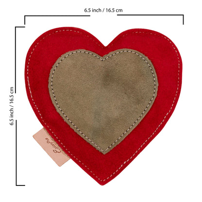 Bridles & Reins ExionPro Natural Leather Heart Dog Toy with Non Toxic Fiber Stuffing - Red Color