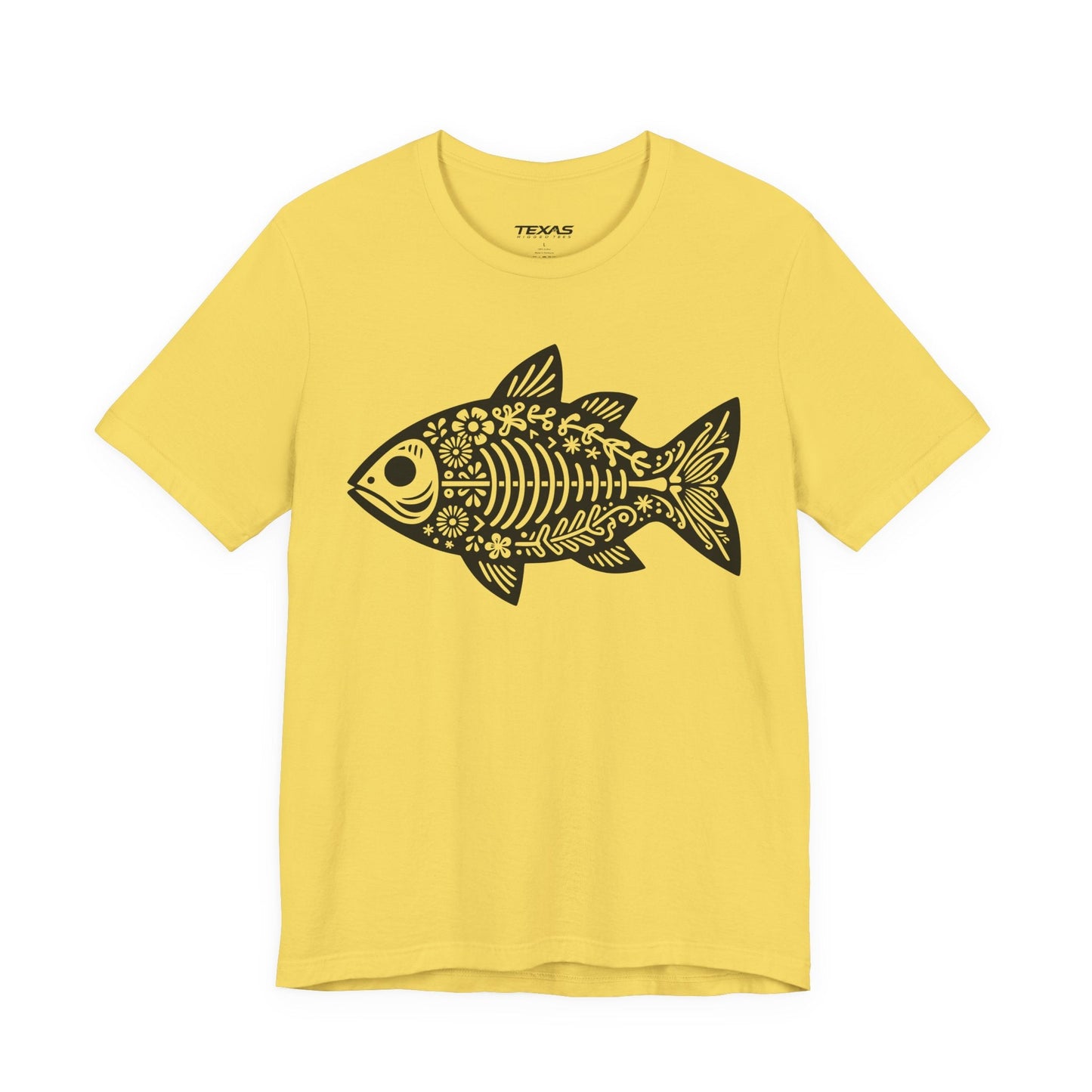 Texas Rigged Tees Mexican Flora Fish Skeleton — Unisex Cotton Tee