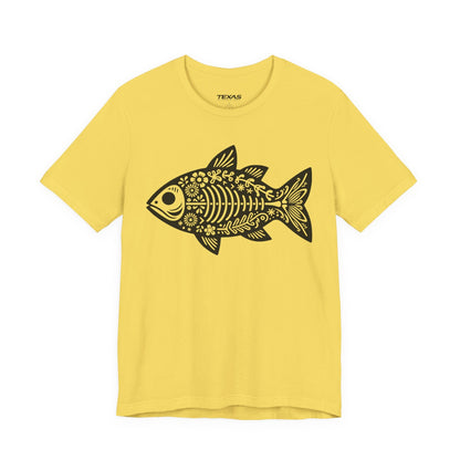 Texas Rigged Tees Mexican Flora Fish Skeleton — Unisex Cotton Tee