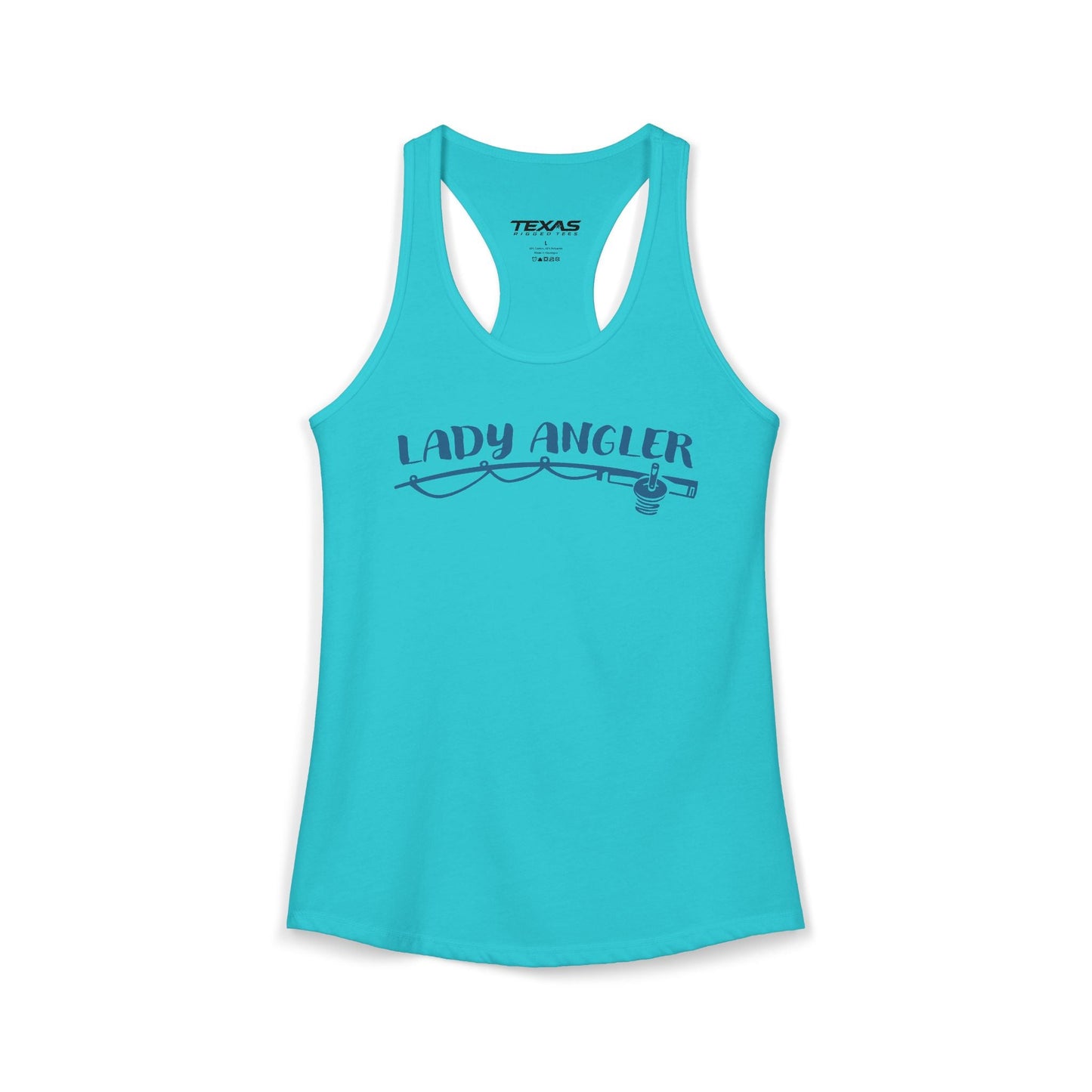 Texas Rigged Tees Lady Angler — Women’s Racerback Tank
