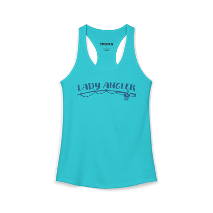 Texas Rigged Tees Lady Angler — Women’s Racerback Tank