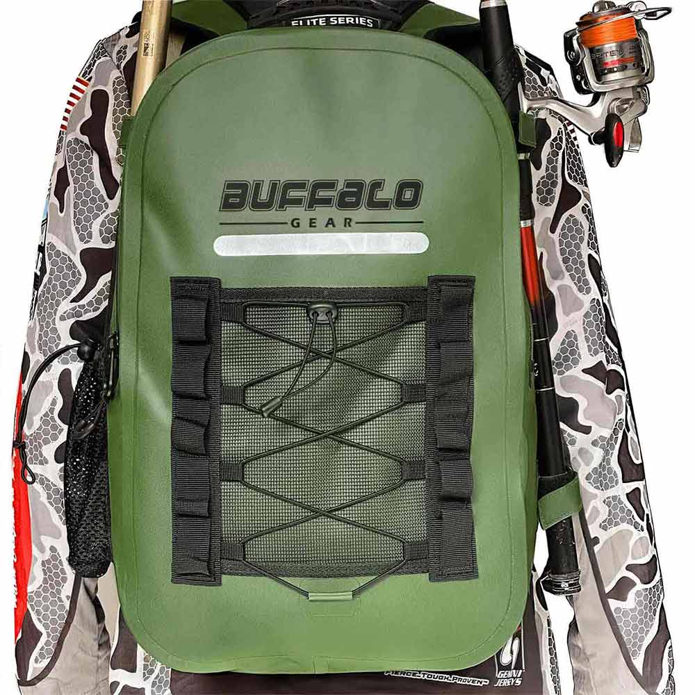 Buffalo Gear 27QT Waterproof Fishing Backpack with Rod Holder