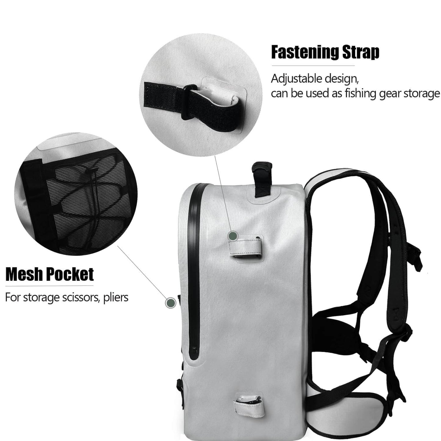 Buffalo Gear 27QT Waterproof Fishing Backpack with Rod Holder