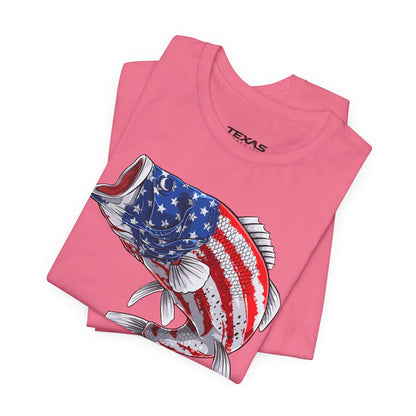 Texas Rigged Tees Patriotic Bass — Unisex Cotton Tee