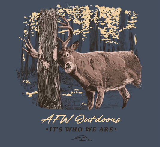 AF Waterfowl The Rubbing Buck Tee - Denim w/ Pocket