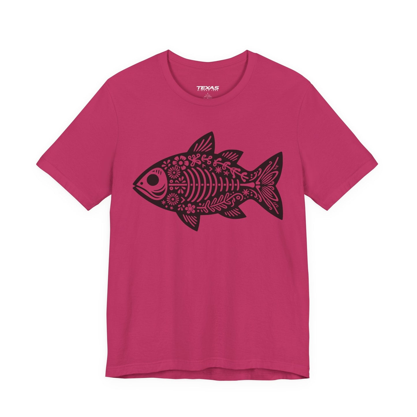 Texas Rigged Tees Mexican Flora Fish Skeleton — Unisex Cotton Tee