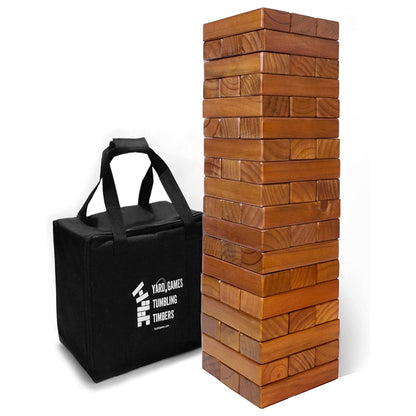 Yard Games Large Tumbling Timbers 24" Wood Block Stacking Game w/ Case, Stained