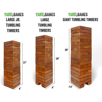 Yard Games Large Jr. Tumbling Timbers 21" Wood Block Stacking Game, Stained