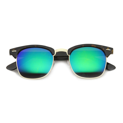 zeroUV Retro Horned Rim Half Frame Flash Mirror Lens Sunglasses 9309