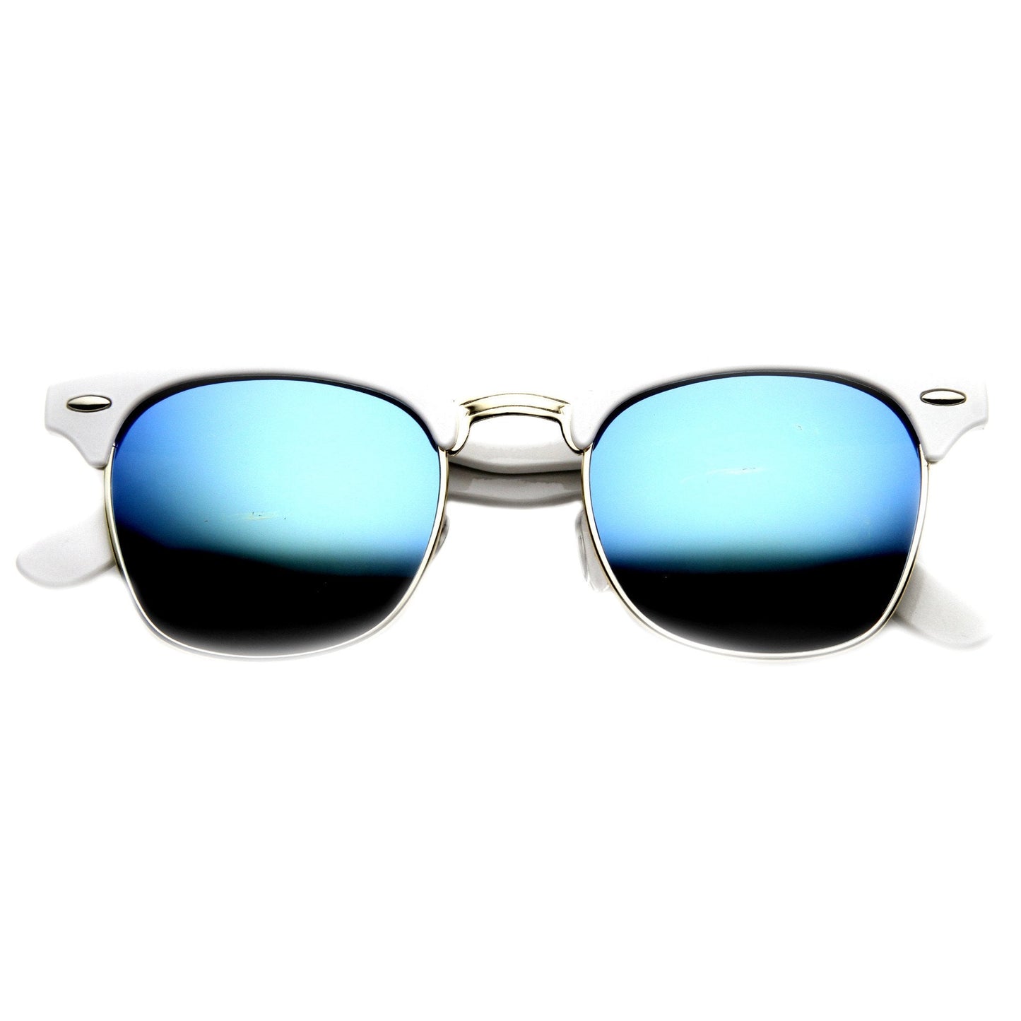 zeroUV Retro Horned Rim Half Frame Flash Mirror Lens Sunglasses 9309