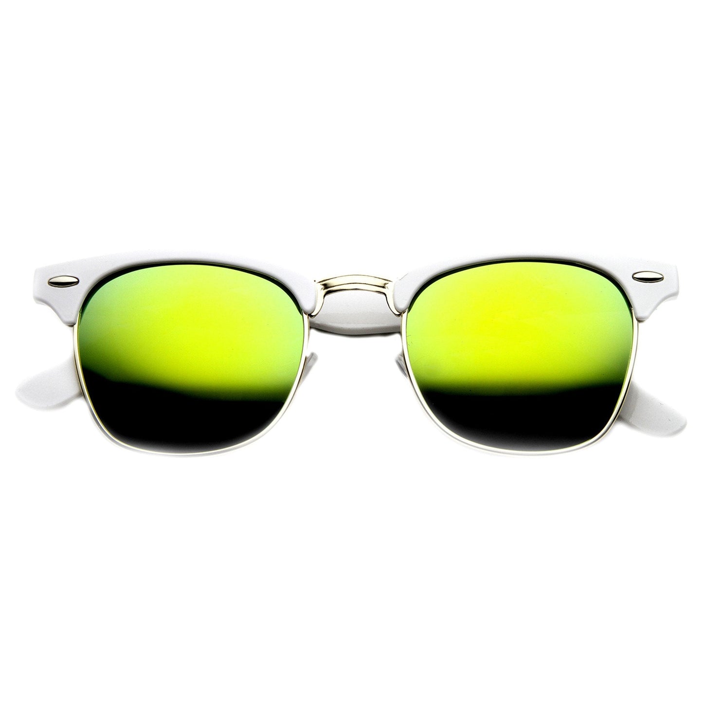 zeroUV Retro Horned Rim Half Frame Flash Mirror Lens Sunglasses 9309