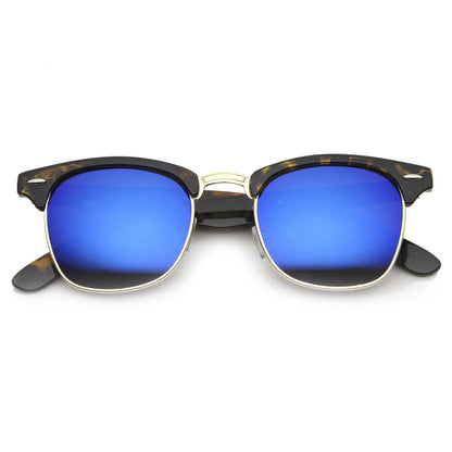 zeroUV Retro Horned Rim Half Frame Flash Mirror Lens Sunglasses 9309