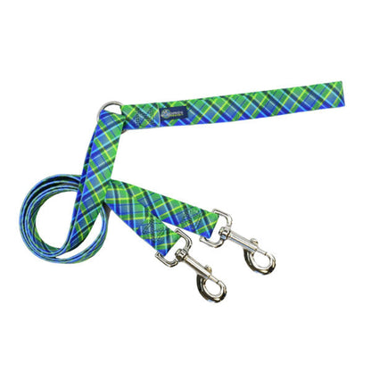 2 Hounds Design Electric Glow Green Plaid Double Connection Leash – EarthStyle