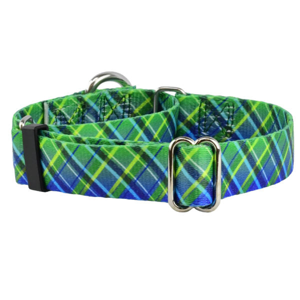 2 Hounds Design Electric Glow Green Plaid Martingale Dog Collar – EarthStyle