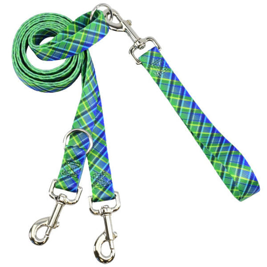 2 Hounds Design Electric Glow Green Plaid Double Connection Leash – EarthStyle