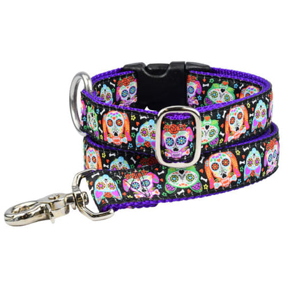 2 Hounds Design 1″ XOLO – Sugar Skull Ribbon Dog Leash