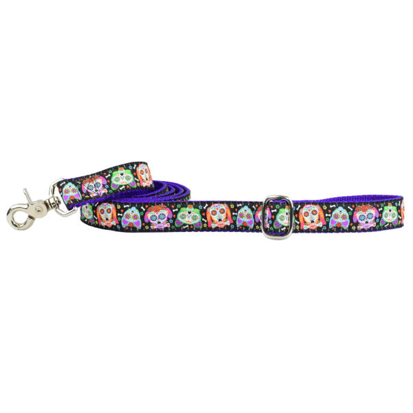 2 Hounds Design 1″ XOLO – Sugar Skull Ribbon Dog Leash