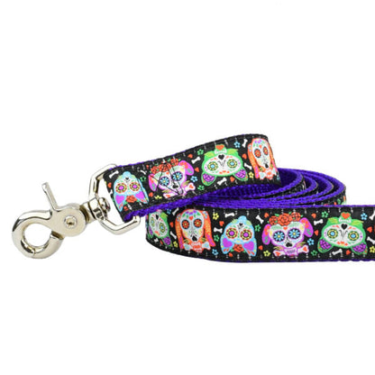 2 Hounds Design 1″ XOLO – Sugar Skull Ribbon Dog Leash