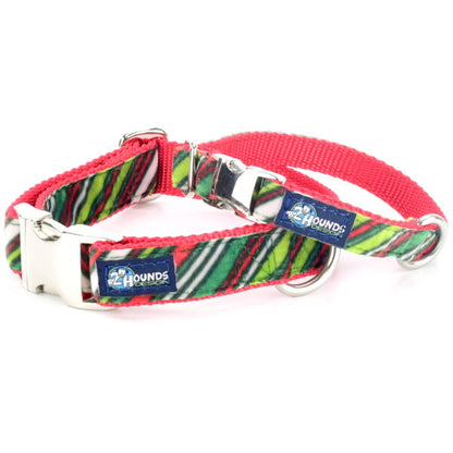 2 Hounds Design Christmas Stripe Velvet Essential Dog Collar