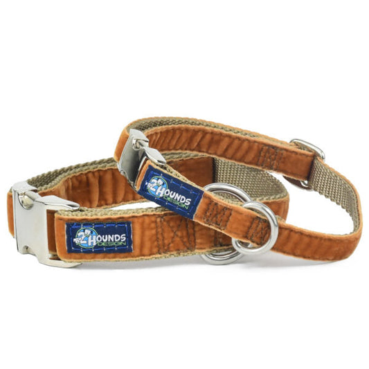 2 Hounds Design Antique Gold Velvet Essential Dog Collar