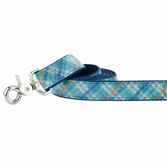 2 Hounds Design Blue Plaid Velvet Dog Leash