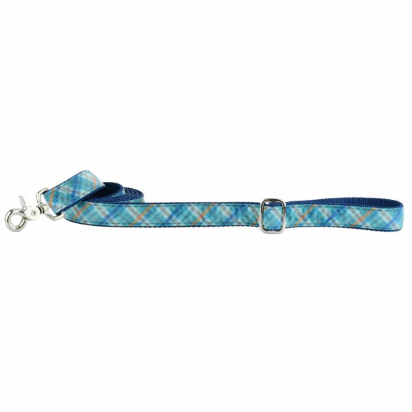 2 Hounds Design Blue Plaid Velvet Dog Leash