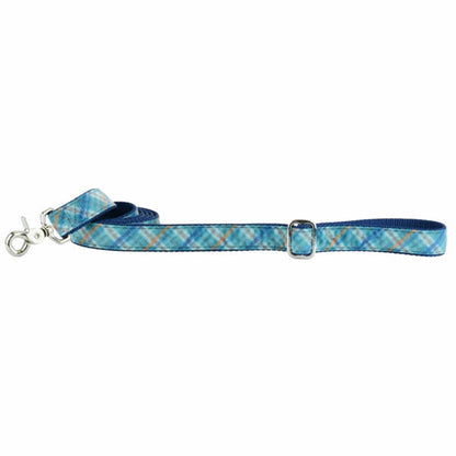 2 Hounds Design Blue Plaid Velvet Dog Leash