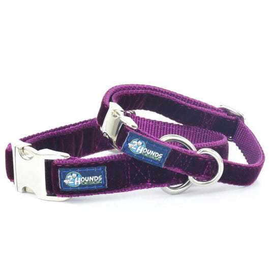2 Hounds Design Burgundy Velvet Essential Dog Collar