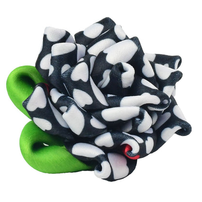 2 Hounds Design Collar Flower - Black with White Hearts