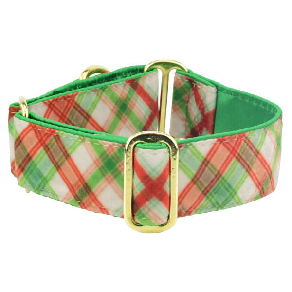 2 Hounds Design Christmas Plaid Cream Elite Velvet Dog Collar
