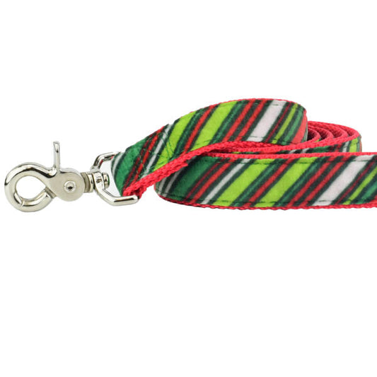 2 Hounds Design Christmas Stripes Velvet Dog Leash