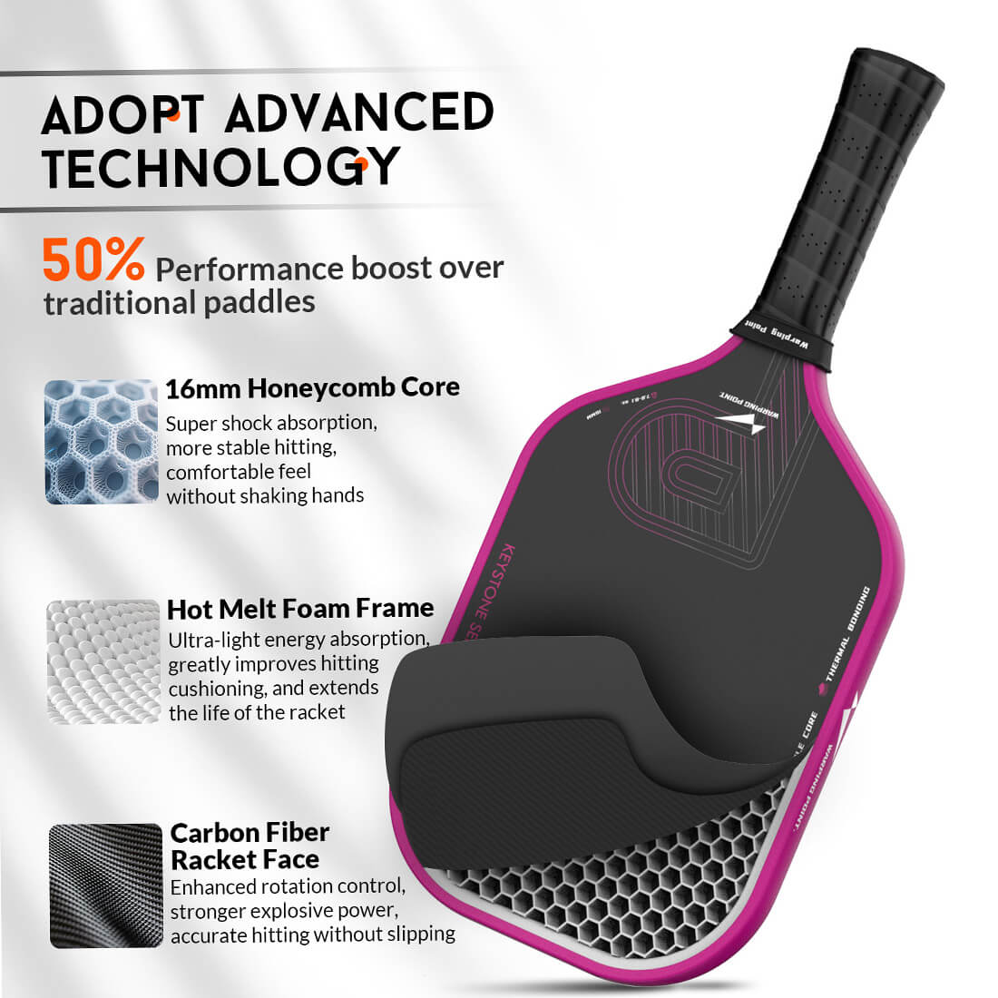 Warping Point Keystone Pickleball Paddle - Rose Gold