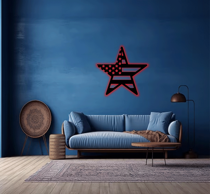 MetalPlex - American Flag Star - Metal Wall Art