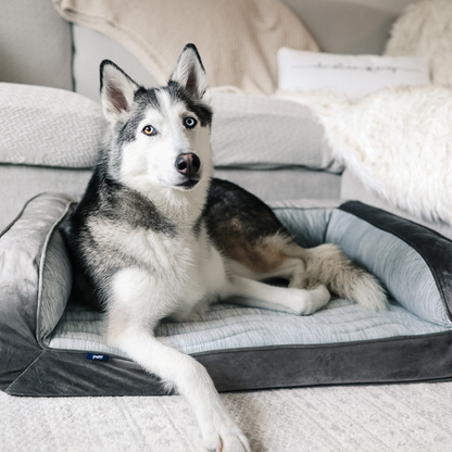 PupChill™ Cooling Bolster Dog Bed + Waterproof Blanket Bundle - Arctic Grey