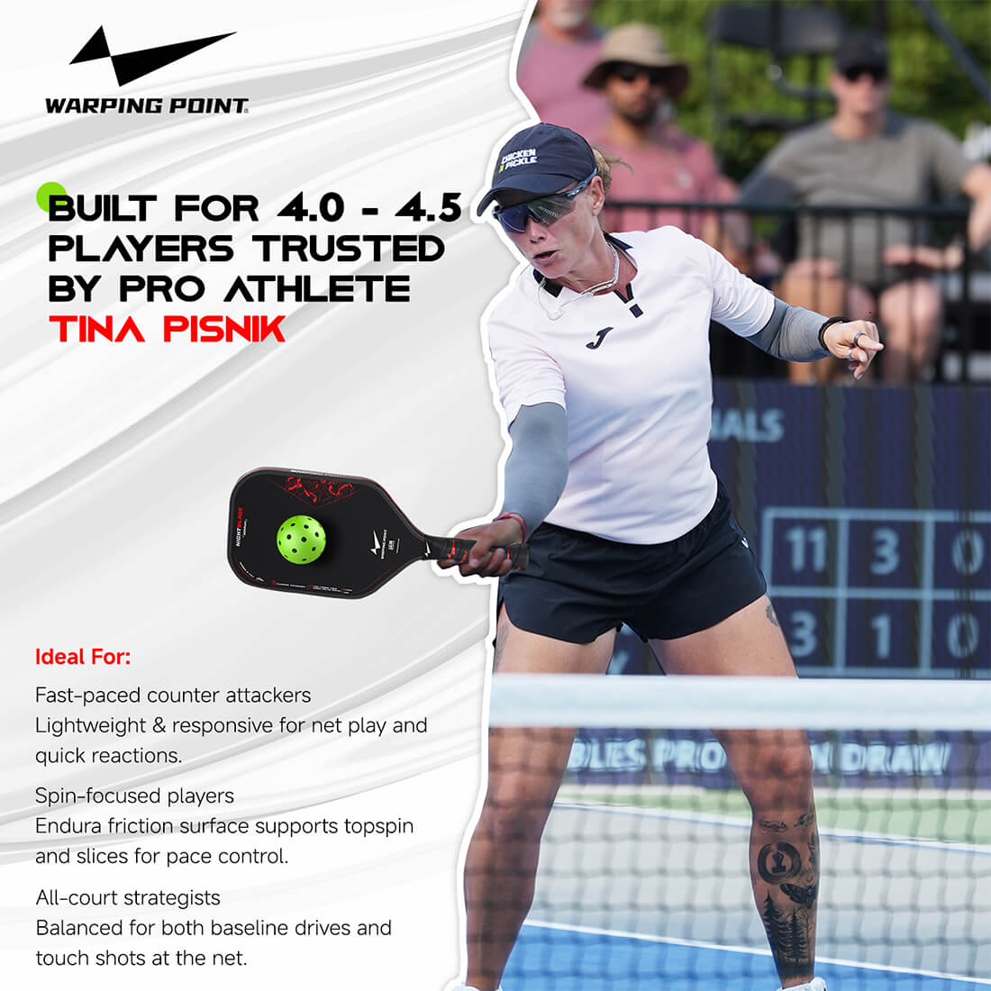 Warping Point Nightblade Pickleball Paddle - 14mm