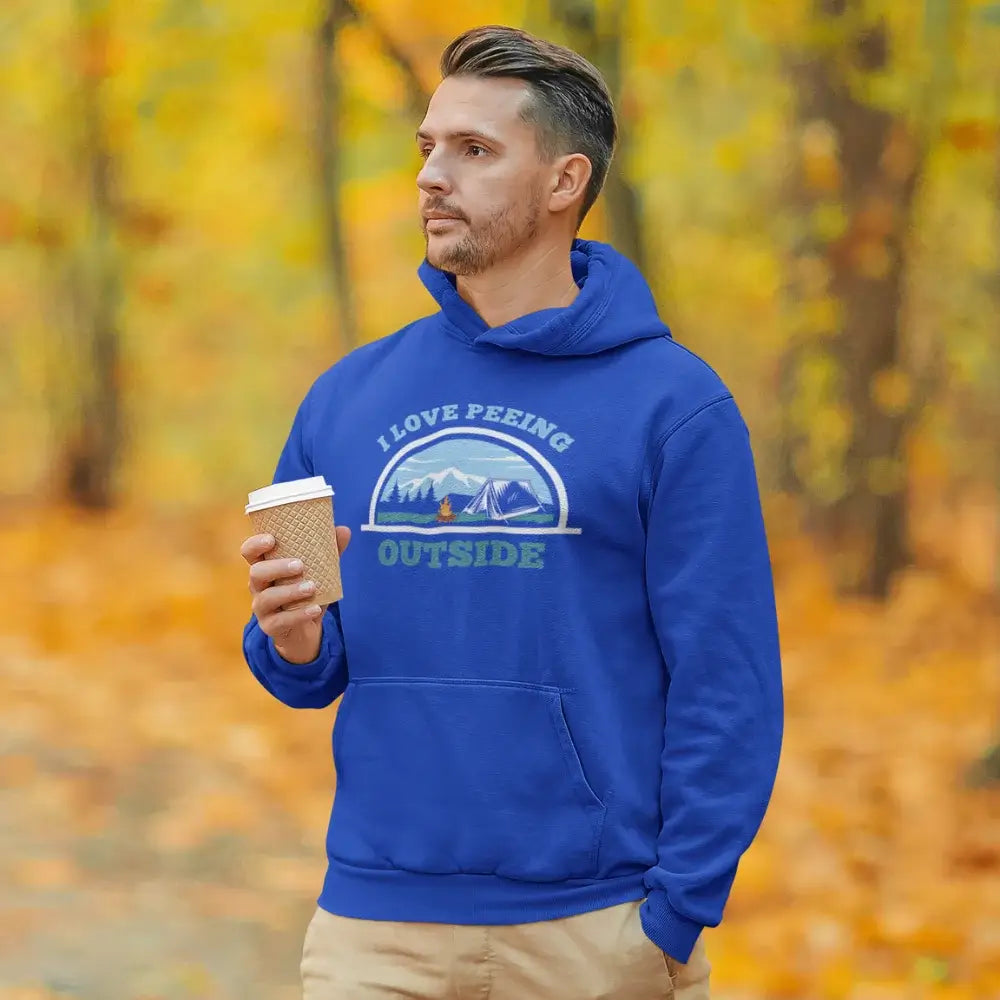 Outdoorzees I Love Peeing Outside Men Adult Fleece Hoodie