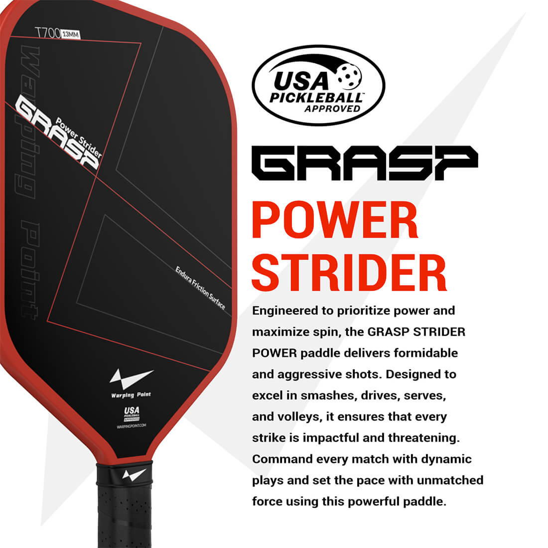 Warping Point Grasp Pickleball Paddle - 13mm