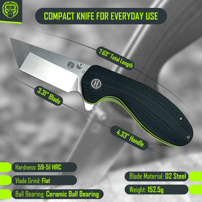 Holtzman's Gorilla Survival The Pioneer Folding Pocket Knife Giftset for Men and Women (Silver and Green)
