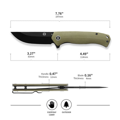 Holtzman's Gorilla Survival The Pathfinder Folding Pocket Knife Giftset for Men and Women (Green and Silver)
