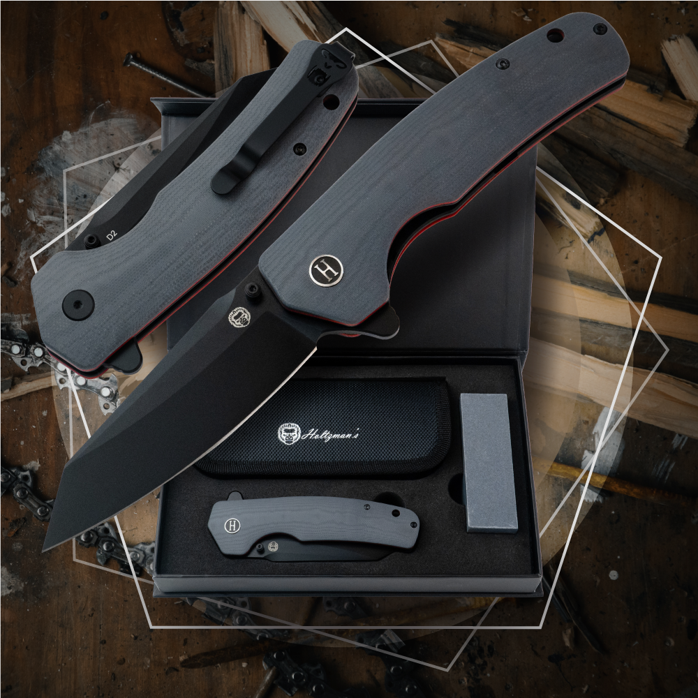 Holtzman's Gorilla Survival The Clip Point Folding Pocket Knife Giftset for Men and Women (Grey and Red)