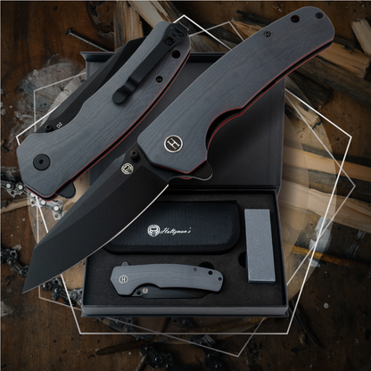 Holtzman's Gorilla Survival The Clip Point Folding Pocket Knife Giftset for Men and Women (Grey and Red)