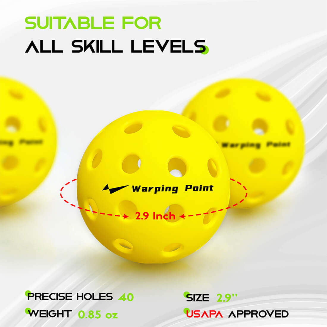 Warping Point Outdoor Practice Pickleballs - Yellow