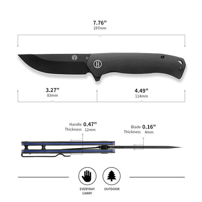 Holtzman's Gorilla Survival The Pathfinder Folding Pocket Holtzman's Gorilla Survival Knife Giftset for Men and Women (Black and Blue)