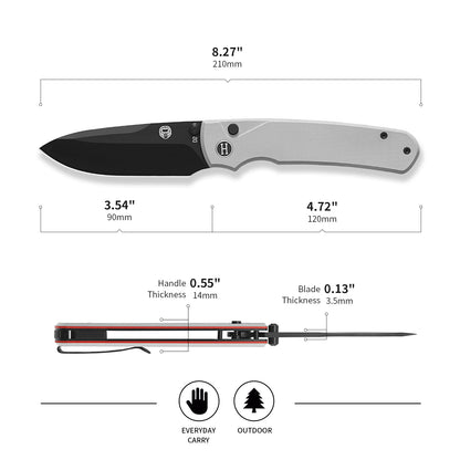 Holtzman's Gorilla Survival The Loyalist Folding Pocket Knife Giftset for Men and Women (Black and White)
