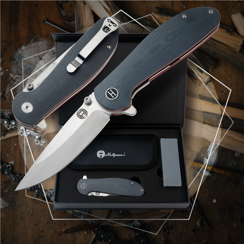 Holtzman's Gorilla Survival The Straight Back Folding Pocket Knife Giftset for Men and Women (Grey and Red)